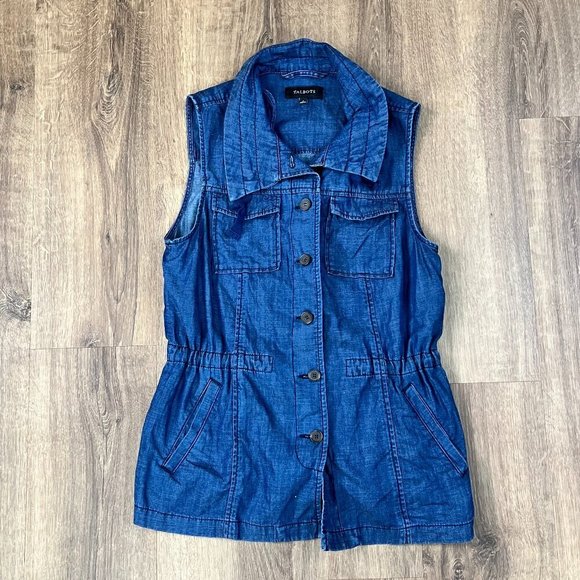 Talbots Chambray Layering Vest Sleeveless Top S - Picture 2 of 12